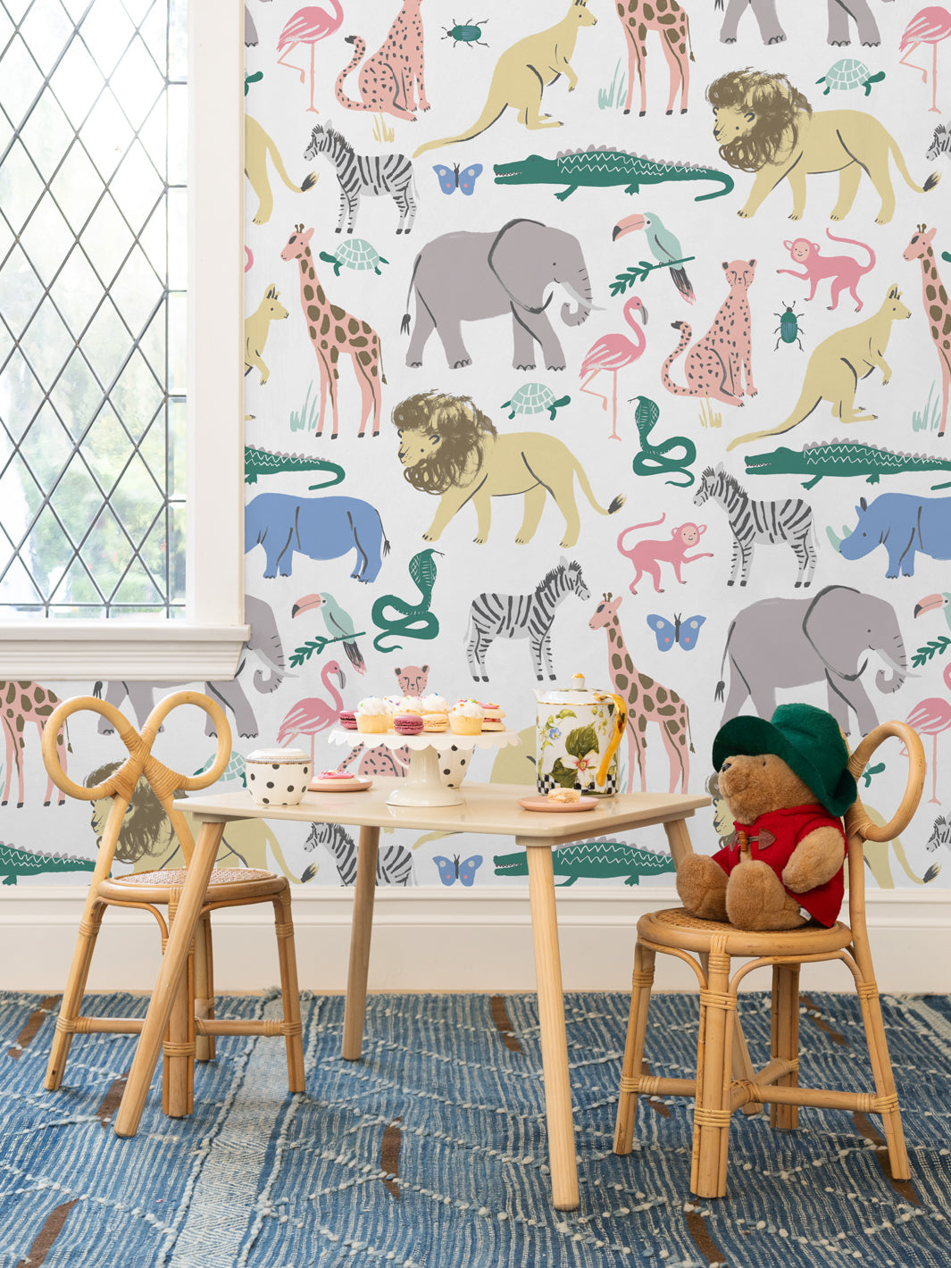 'Safari Animals' Wallpaper by Meri Meri - Multi