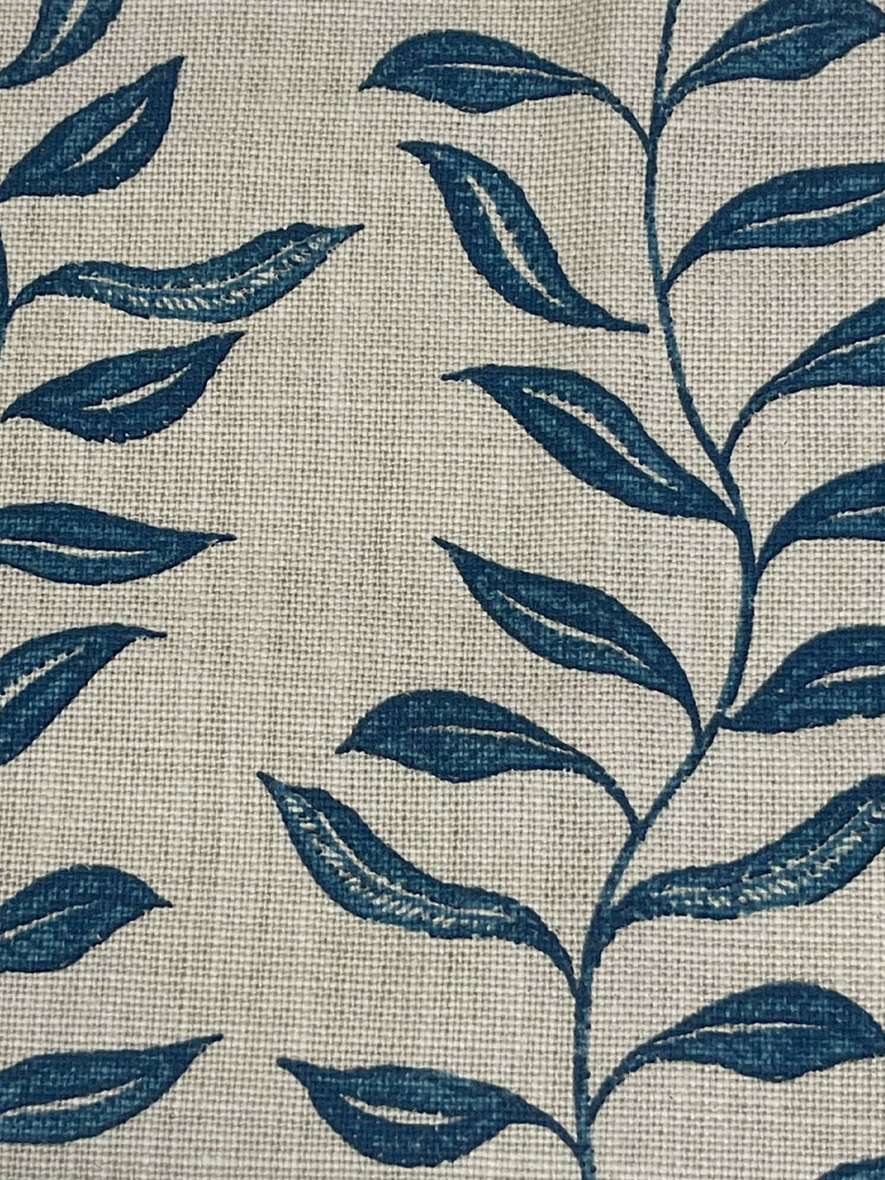 seneca hand printed linen fabric by nathan turner dark blue