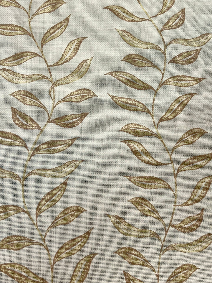 seneca hand printed linen fabric by nathan turner gold