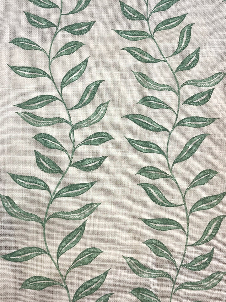 seneca hand printed linen fabric by nathan turner green