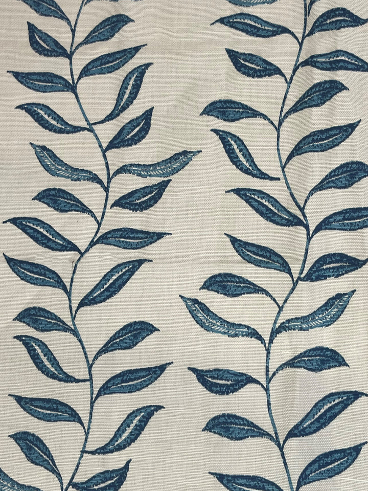 seneca hand printed linen fabric by nathan turner dark blue