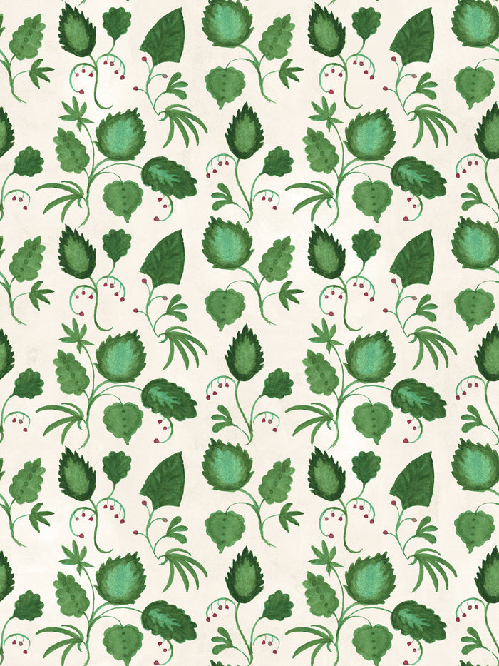 'Sicilian Greenery All Over' Wallpaper by Mary Maguire - Ivory