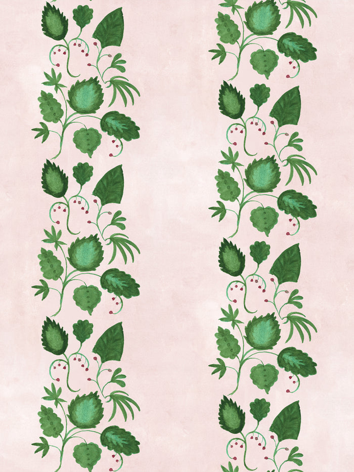 'Sicilian Greenery Stripe' Wallpaper by Mary Maguire - Blush