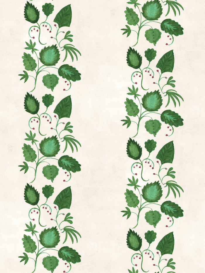 'Sicilian Greenery Stripe' Wallpaper by Mary Maguire - Ivory