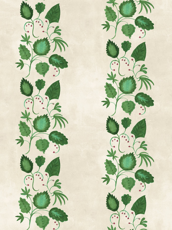 'Sicilian Greenery Stripe' Wallpaper by Mary Maguire - Parchment