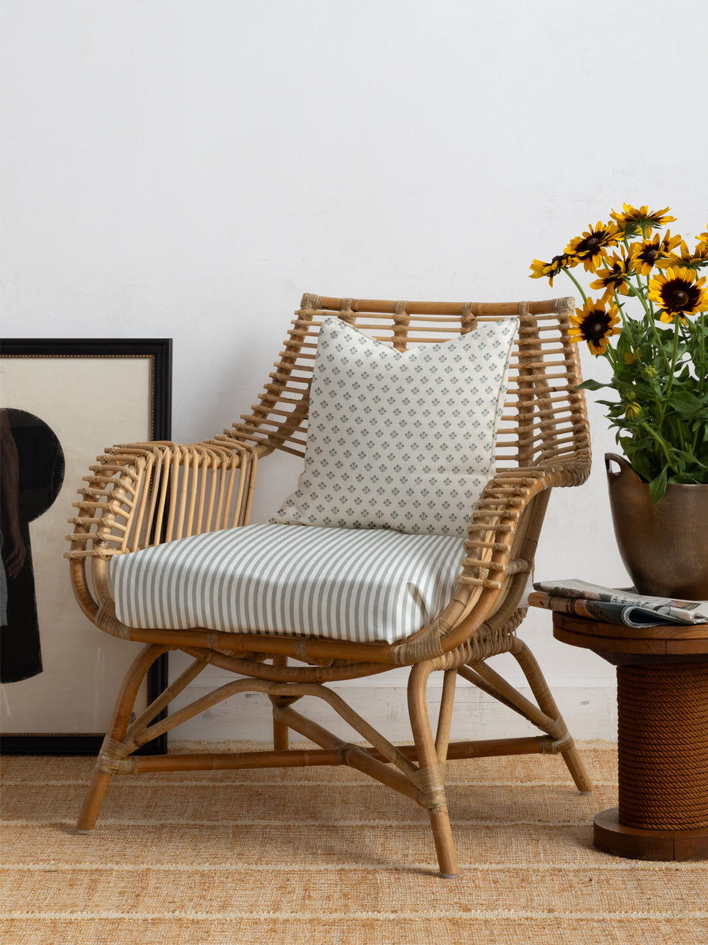 simple stripe linen fabric by sugar paper silver sage