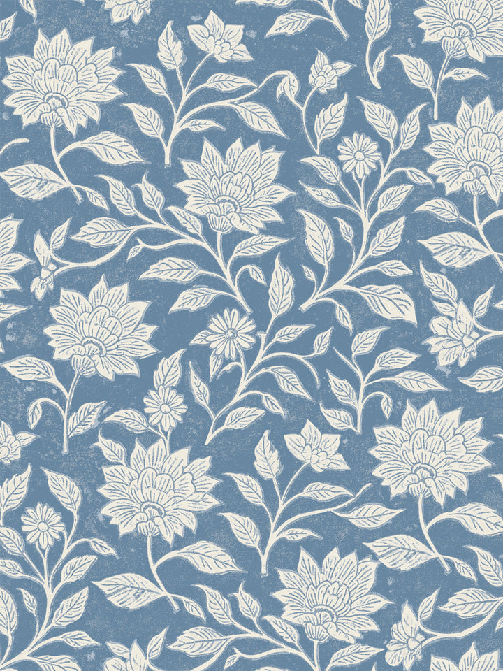 'Spice of Life Large' Wallpaper by Flint Wood & Hicks - Blue - White