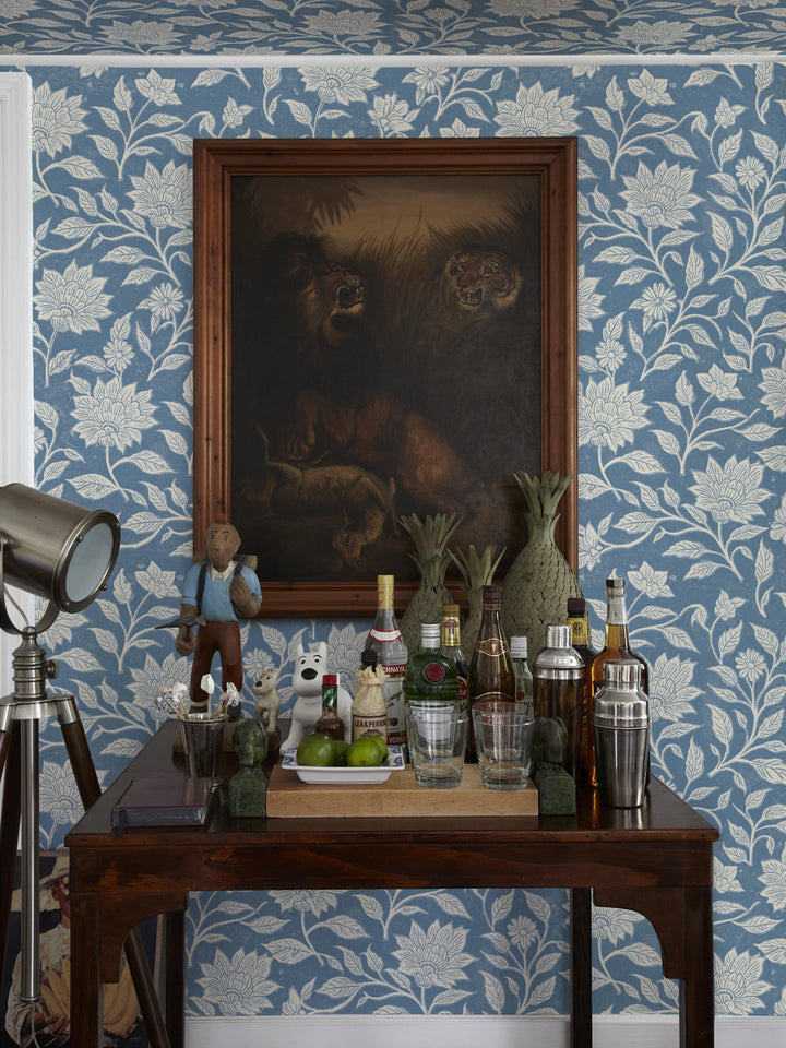 'Spice of Life Large' Wallpaper by Flint Wood & Hicks - Blue - White