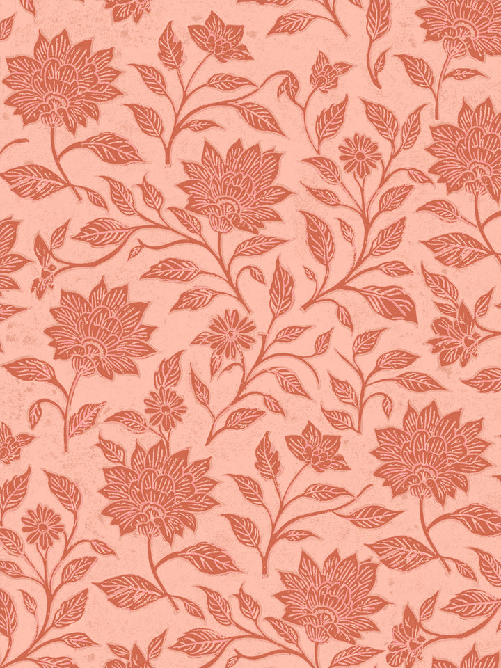 'Spice of Life Large' Wallpaper by Flint Wood & Hicks - Dark Coral
