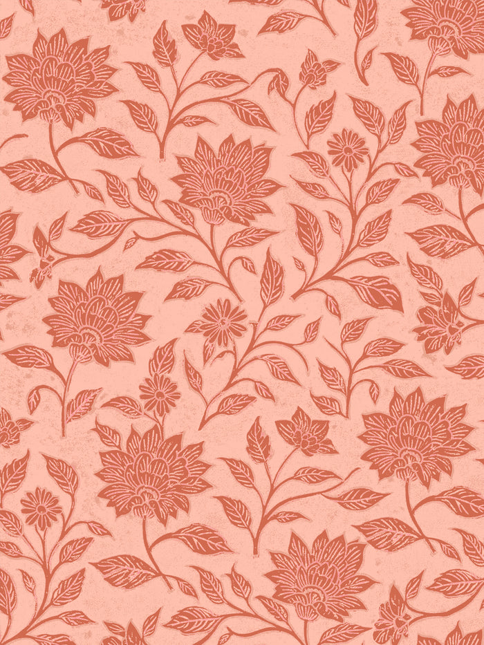 'Spice of Life Large' Wallpaper by Flint Wood & Hicks - Dark Coral