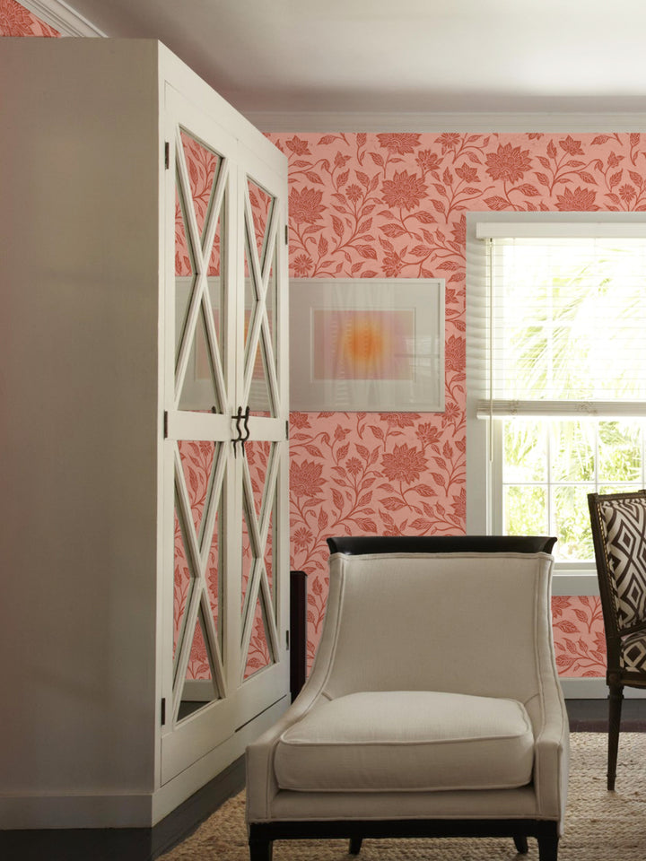 'Spice of Life Large' Wallpaper by Flint Wood & Hicks - Dark Coral