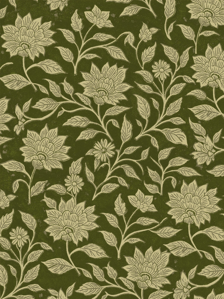 'Spice of Life Large' Wallpaper by Flint Wood & Hicks - Dark Olive