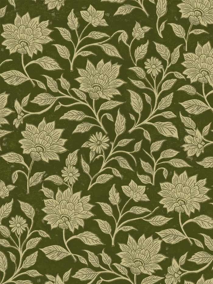 'Spice of Life Large' Wallpaper by Flint Wood & Hicks - Dark Olive