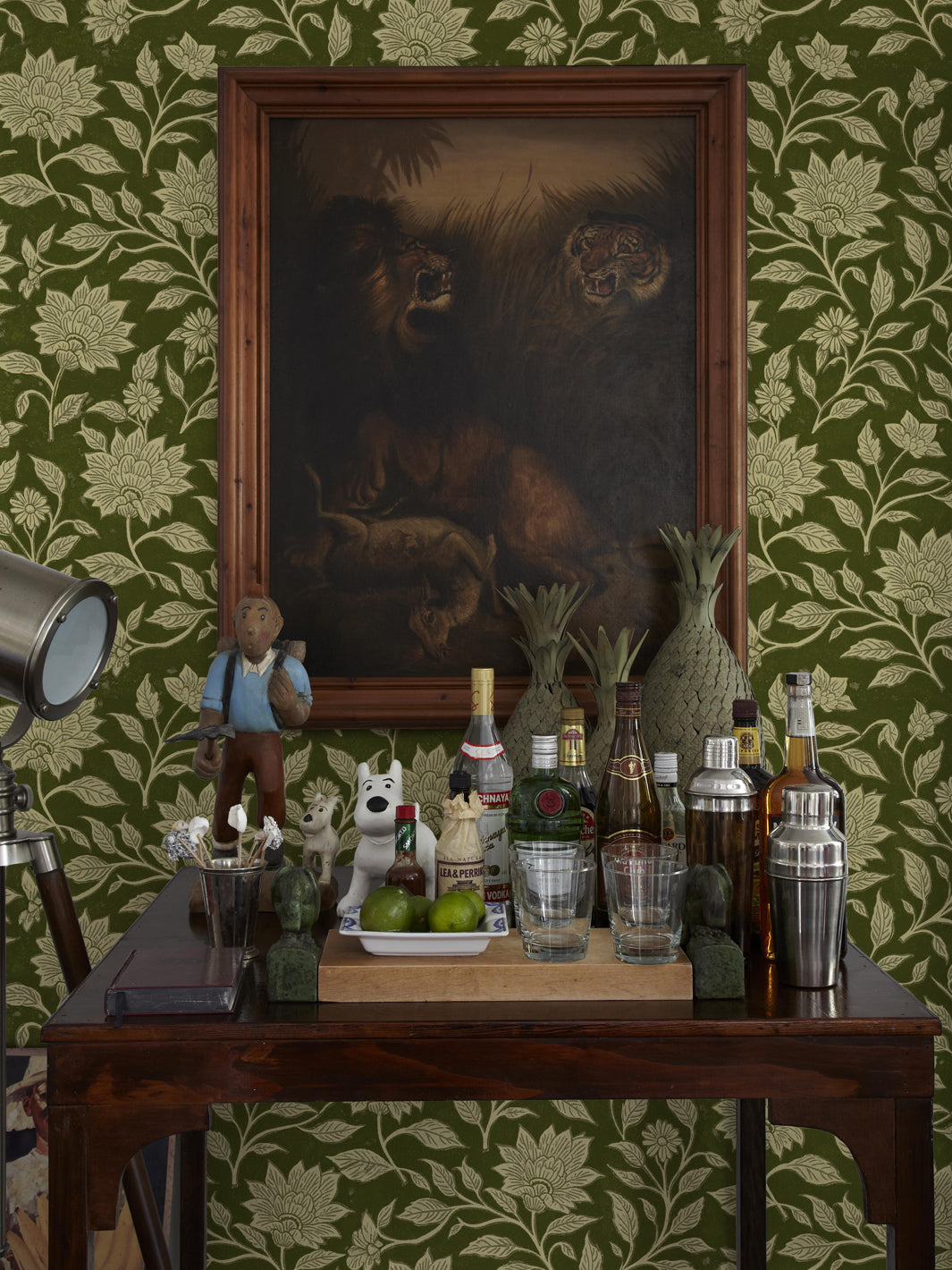 'Spice of Life Large' Wallpaper by Flint Wood & Hicks - Dark Olive