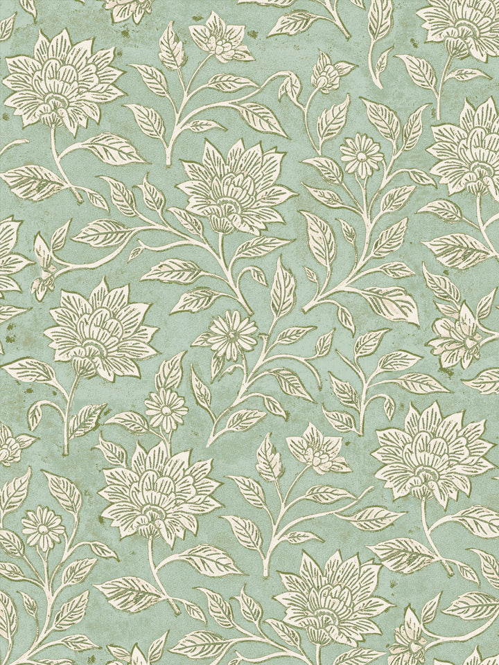 'Spice of Life Large' Wallpaper by Flint Wood & Hicks - Green Cream