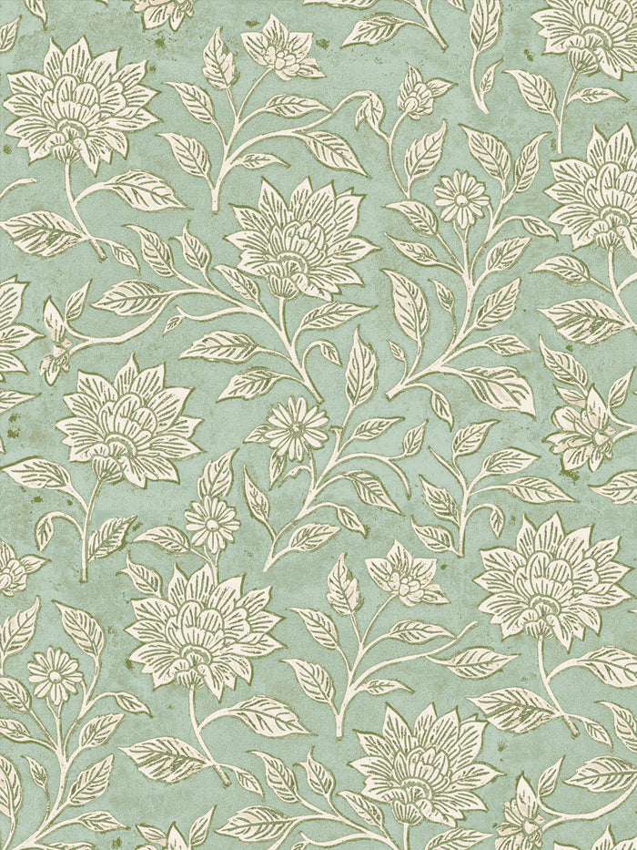 'Spice of Life Large' Wallpaper by Flint Wood & Hicks - Green Cream
