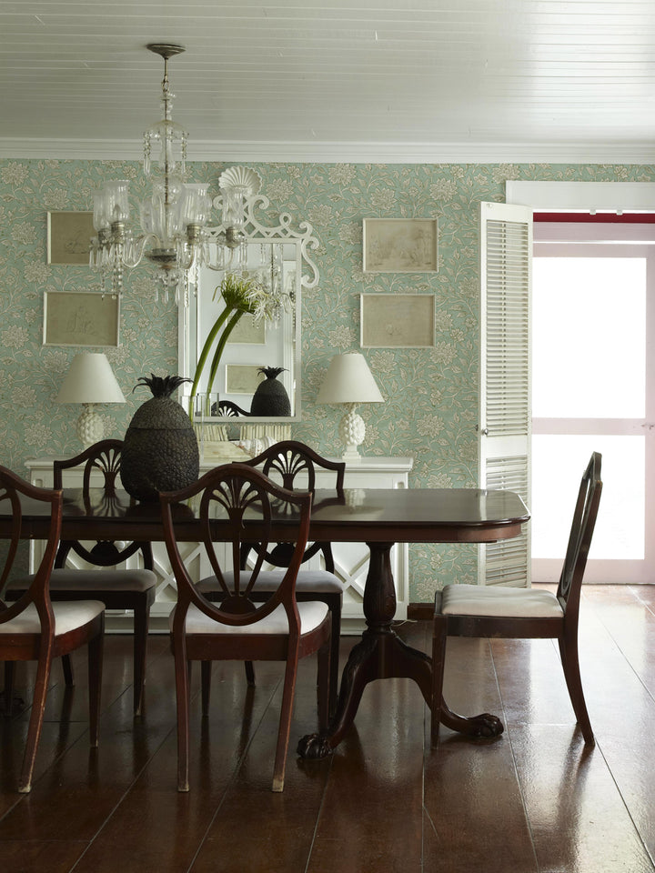 'Spice of Life Large' Wallpaper by Flint Wood & Hicks - Green Cream