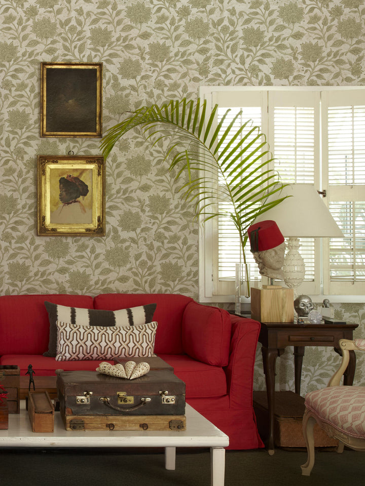 'Spice of Life Large' Wallpaper by Flint Wood & Hicks - Light Olive