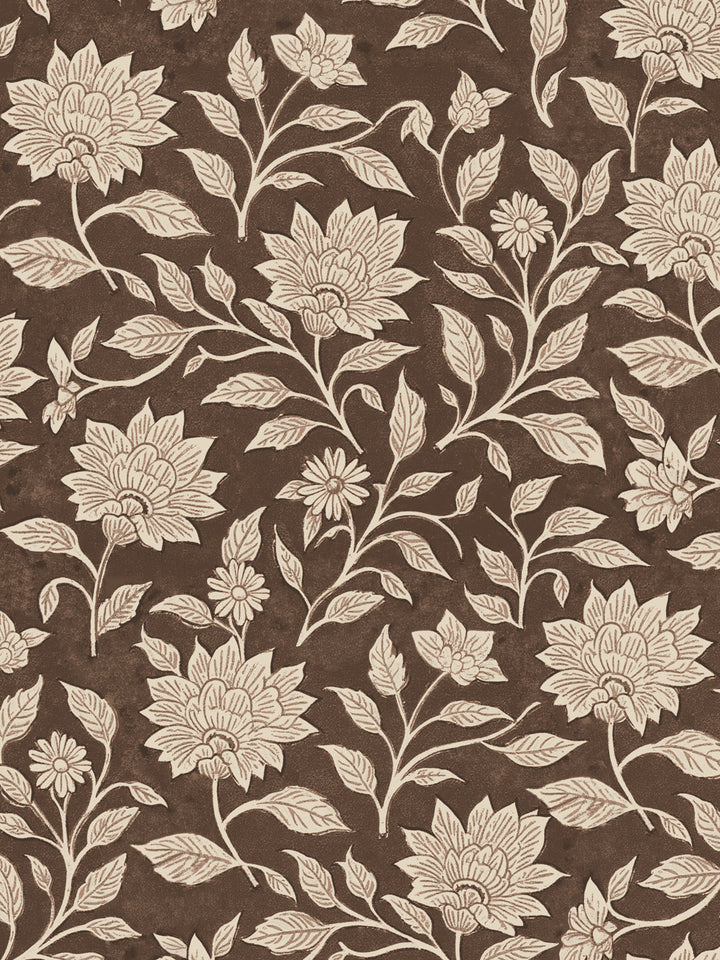 'Spice of Life Large' Wallpaper by Flint Wood & Hicks - Mahogany Brown