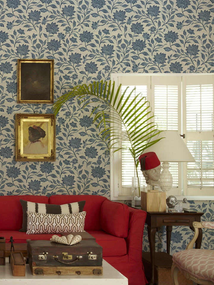 'Spice of Life Large' Wallpaper by Flint Wood & Hicks - Navy / White