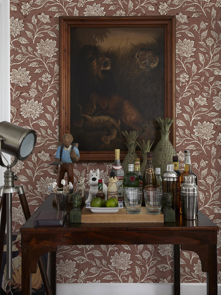 'Spice of Life Large' Wallpaper by Flint Wood & Hicks - Red Brown