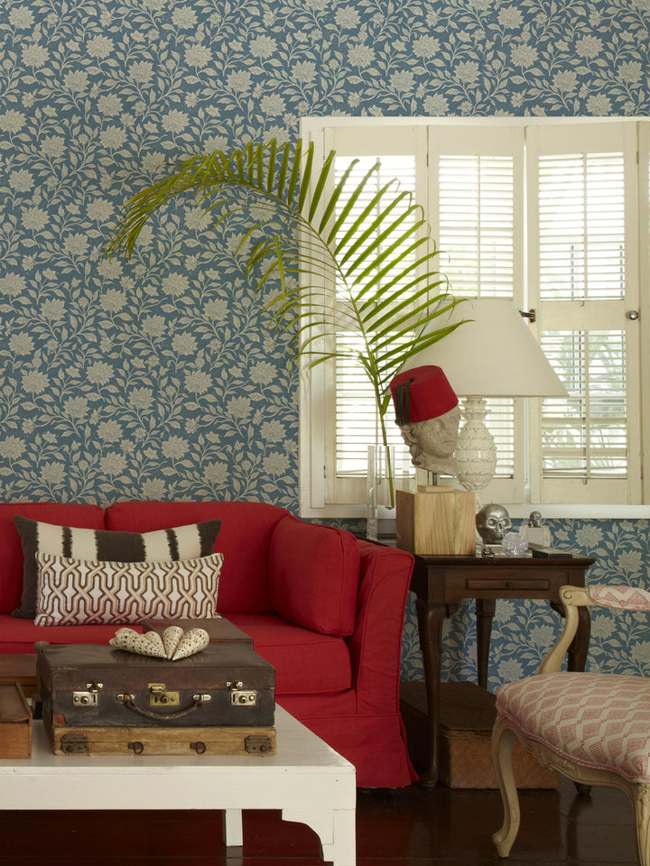 'Spice of Life Small' Wallpaper by Flint Wood & Hicks - Blue / White