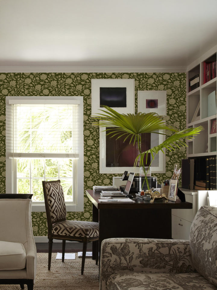 'Spice of Life Small' Wallpaper by Flint Wood & Hicks - Dark Olive