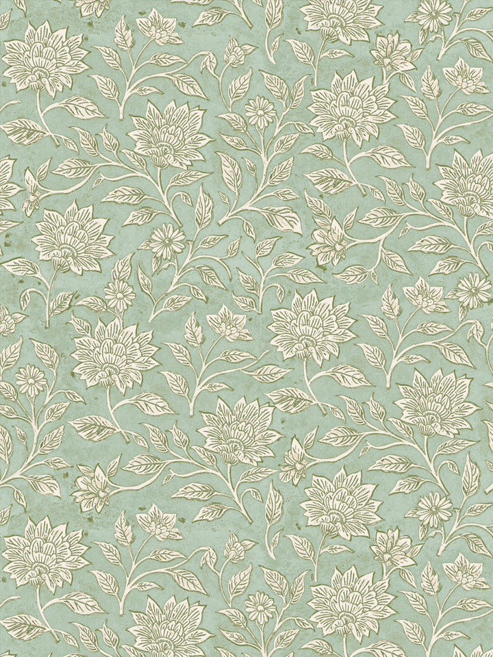 'Spice of Life Small' Wallpaper by Flint Wood & Hicks - Green Cream