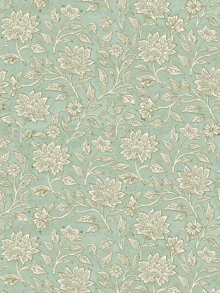 'Spice of Life Small' Wallpaper by Flint Wood & Hicks - Green Cream