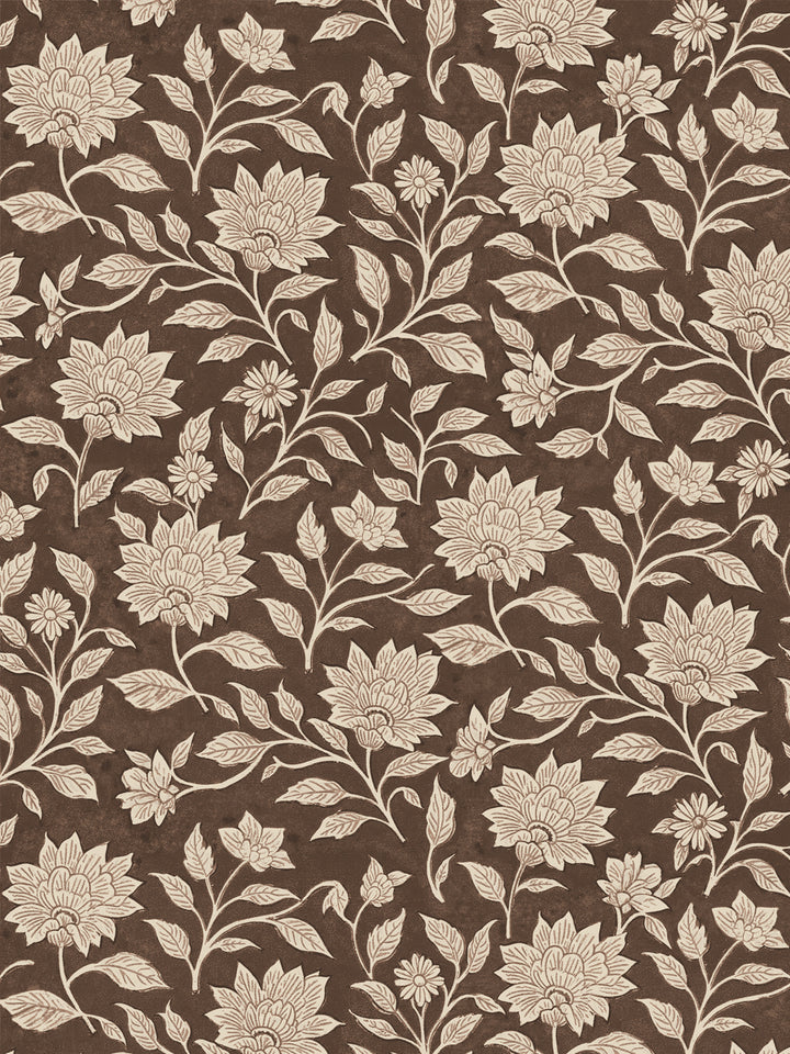 'Spice of Life Small' Wallpaper by Flint Wood & Hicks - Mahogany Brown