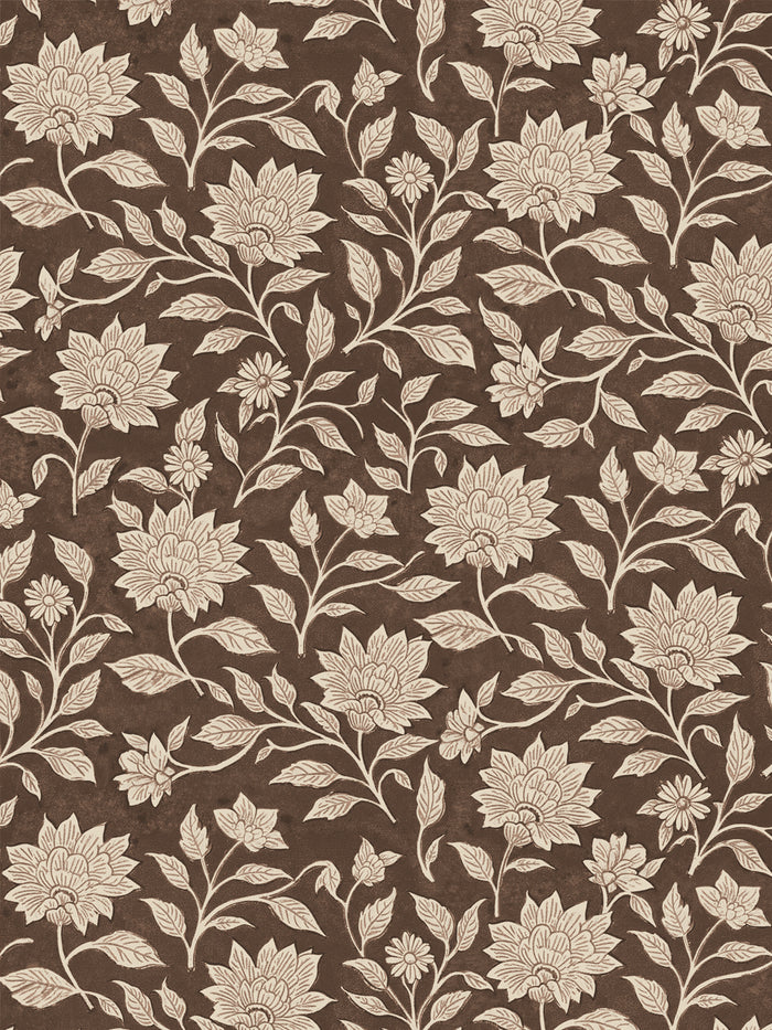'Spice of Life Small' Wallpaper by Flint Wood & Hicks - Mahogany Brown