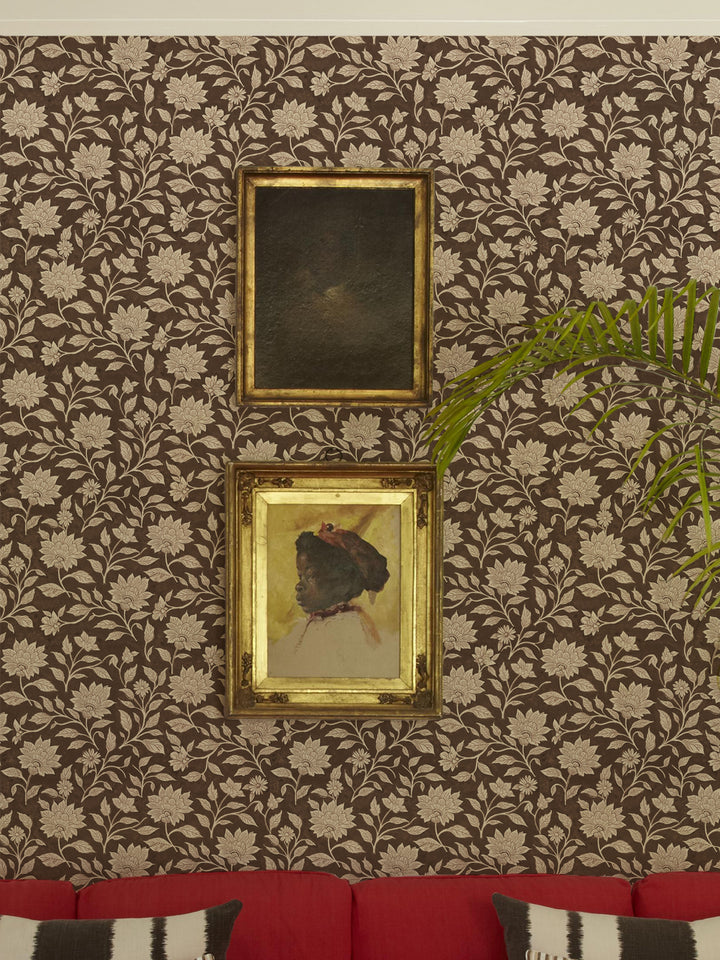 'Spice of Life Small' Wallpaper by Flint Wood & Hicks - Mahogany Brown