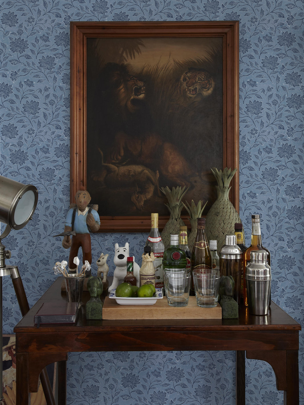 'Spice of Life Small' Wallpaper by Flint Wood & Hicks - Navy / Blue