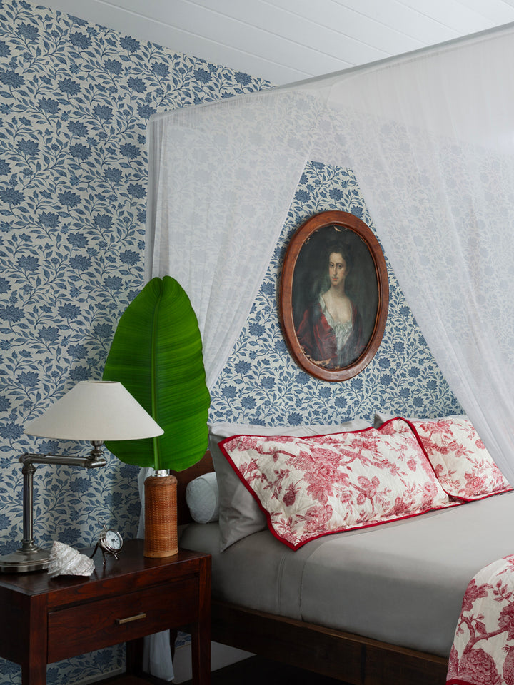 'Spice of Life Small' Wallpaper by Flint Wood & Hicks - Navy / White