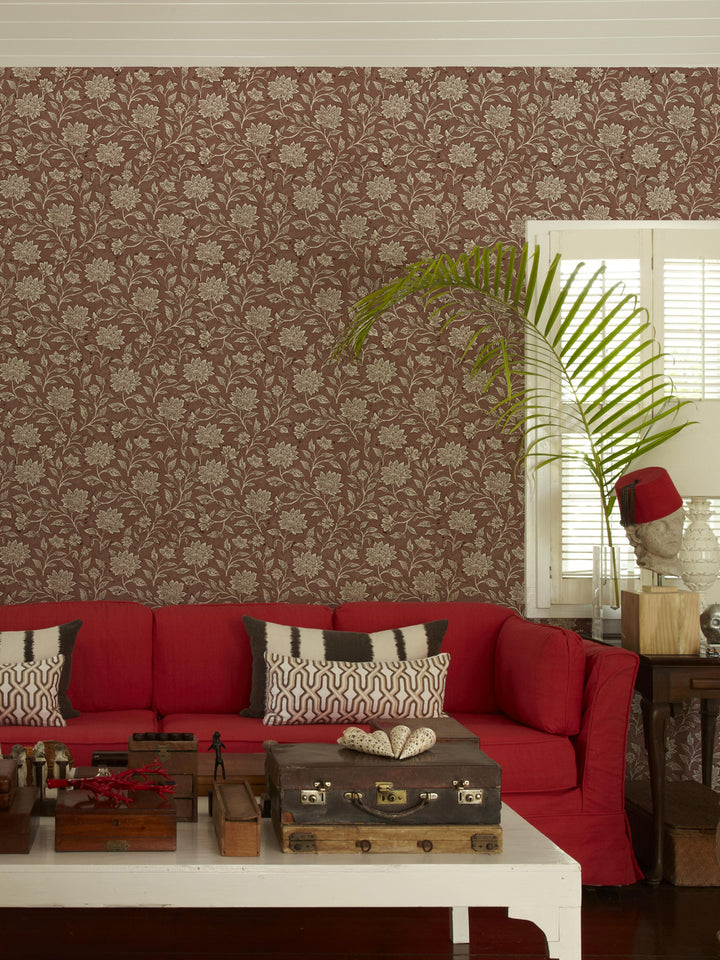 'Spice of Life Small' Wallpaper by Flint Wood & Hicks - Red Brown