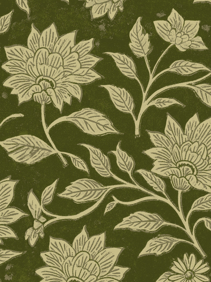 'Spice of Life Small' Wallpaper by Flint Wood & Hicks - Dark Olive