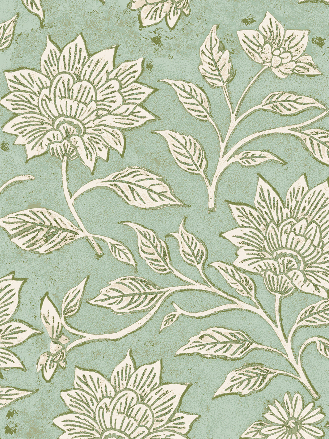 'Spice of Life Small' Wallpaper by Flint Wood & Hicks - Green Cream
