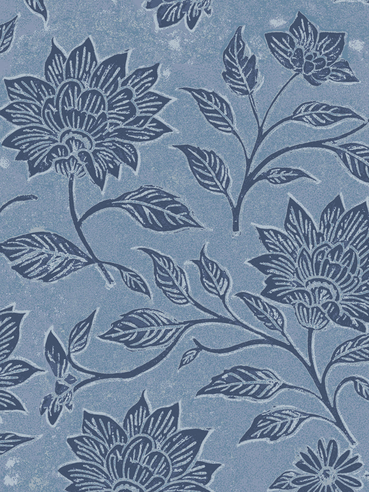 'Spice of Life Small' Wallpaper by Flint Wood & Hicks - Navy / Blue