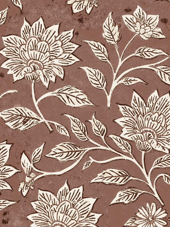 'Spice of Life Small' Wallpaper by Flint Wood & Hicks - Red Brown