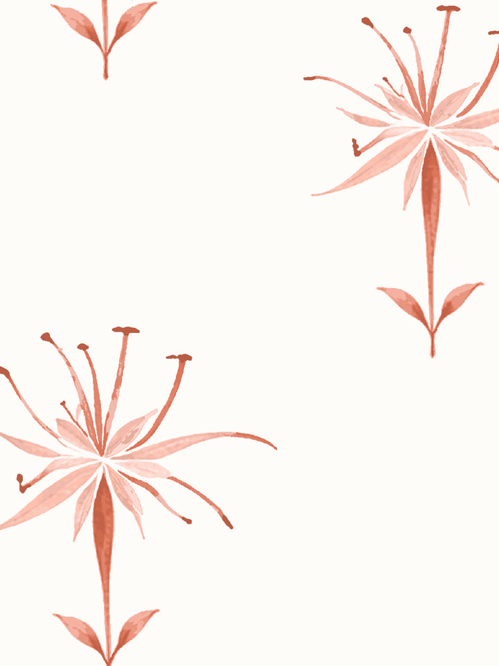 'Spider Lily Macro' Wallpaper by Flint Wood & Hicks - Dark Coral