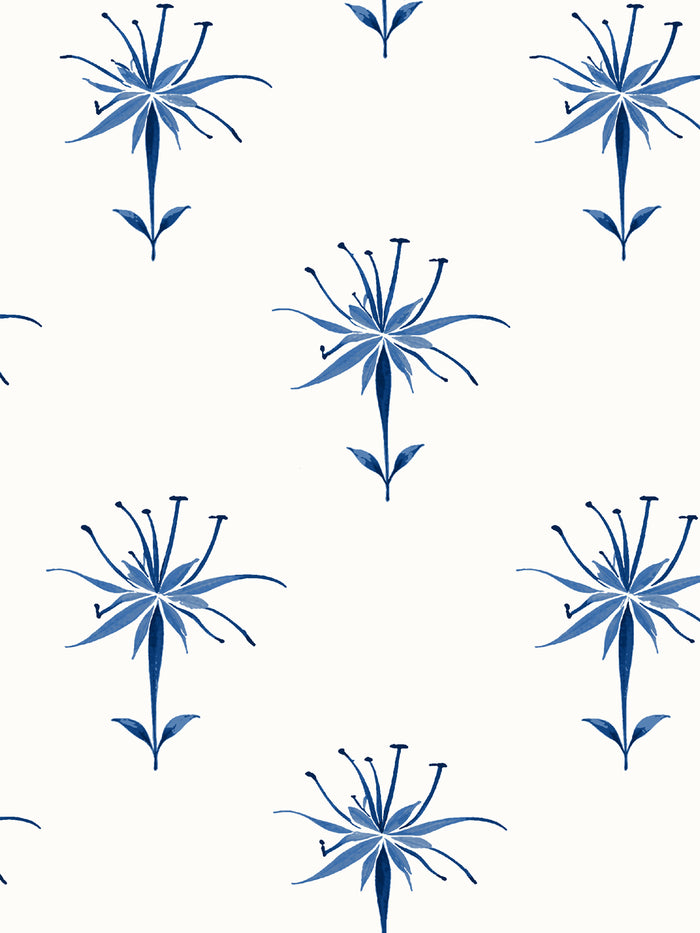 'Spider Lily Macro' Wallpaper by Flint Wood & Hicks - Indigo