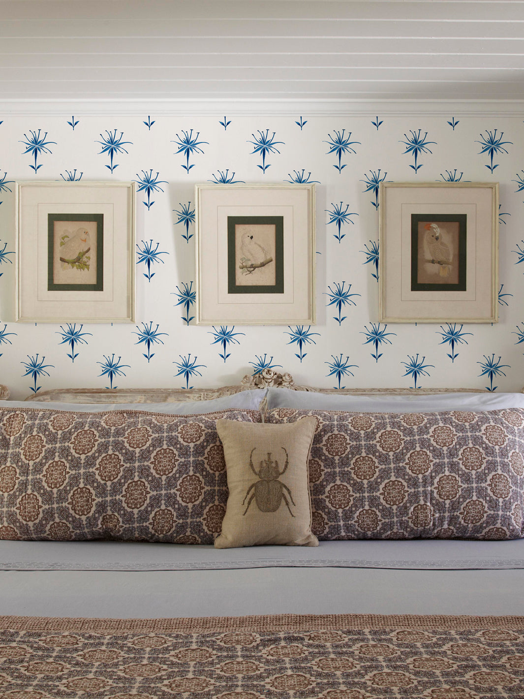 'Spider Lily Macro' Wallpaper by Flint Wood & Hicks - Indigo
