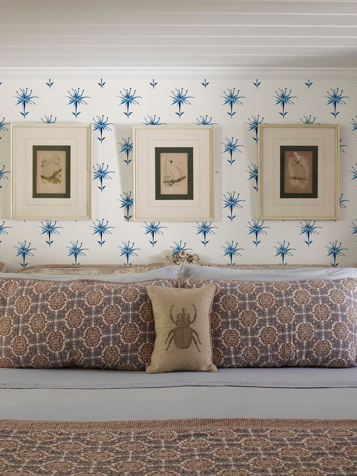'Spider Lily Macro' Wallpaper by Flint Wood & Hicks - Indigo