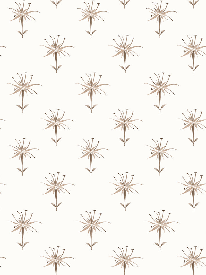 'Spider Lily Micro' Wallpaper by Flint Wood & Hicks - Brown