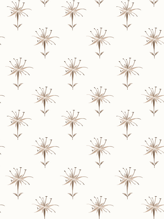 'Spider Lily Micro' Wallpaper by Flint Wood & Hicks - Brown
