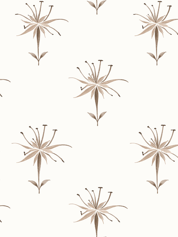 'Spider Lily Micro' Wallpaper by Flint Wood & Hicks - Brown