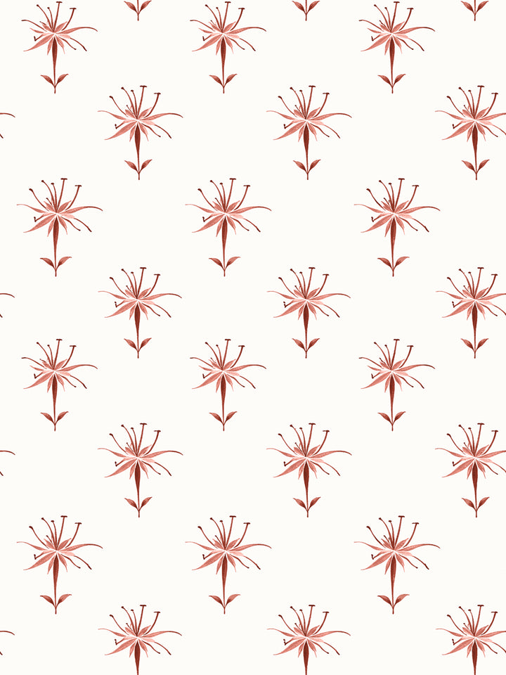'Spider Lily Micro' Wallpaper by Flint Wood & Hicks - Dark Red