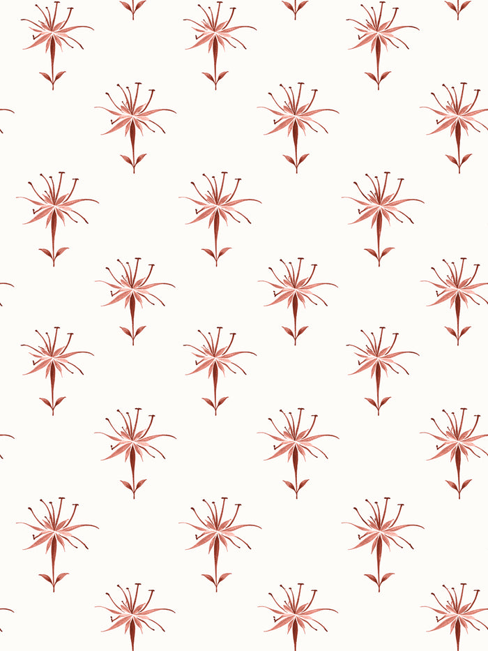 'Spider Lily Micro' Wallpaper by Flint Wood & Hicks - Dark Red