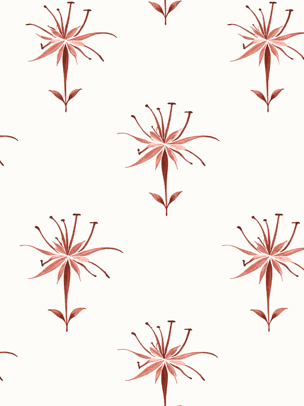 'Spider Lily Micro' Wallpaper by Flint Wood & Hicks - Dark Red