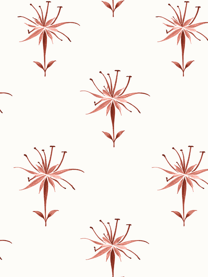 'Spider Lily Micro' Wallpaper by Flint Wood & Hicks - Dark Red